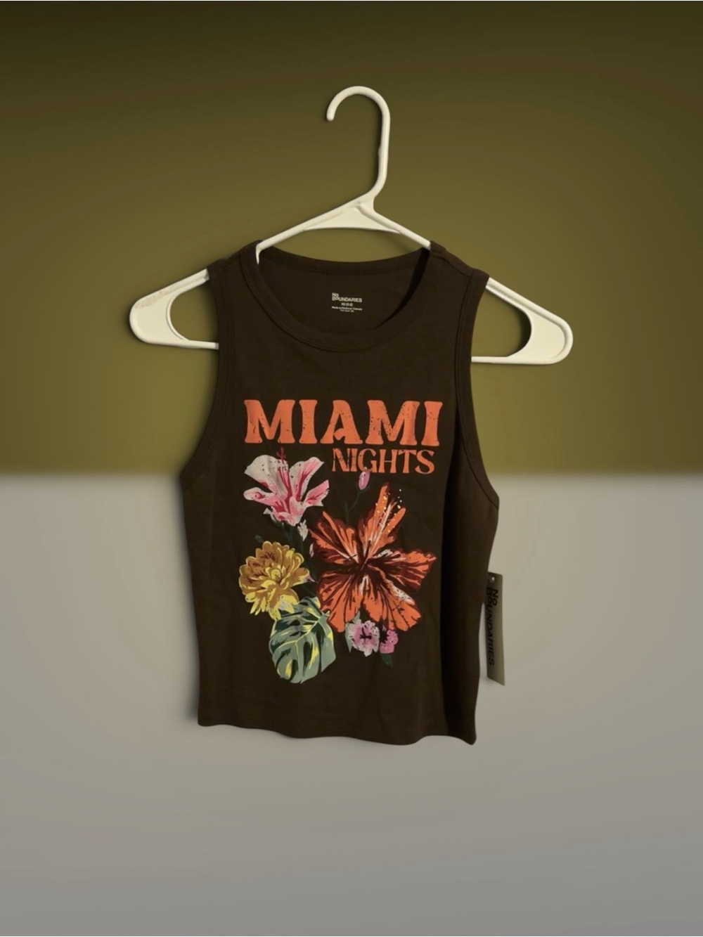 No Boundaries Brown 'Miami Nights' Floral Tank Top